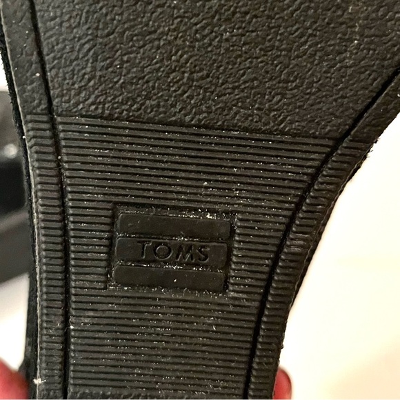 TOMS Desert Wedge Suede Heel Booties Black Shimmer Lace Up Ankle Boots Size 12 - Picture 12 of 13